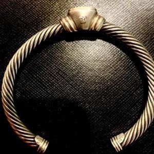 David Yurman Gold Silver Amethyst Center Bracelet